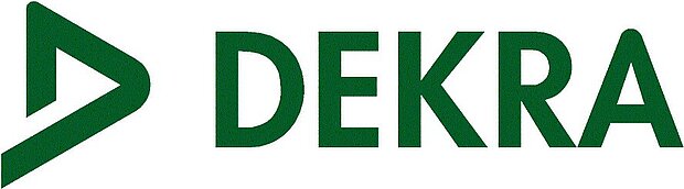 DEKRA Logo, grüner Schriftzug auf weißem Hintergrund